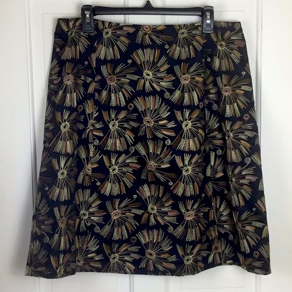 Vintage Talbots Embroidered Gold A-Line Skirt Cotton Size 16 - Picture 1 of 7
